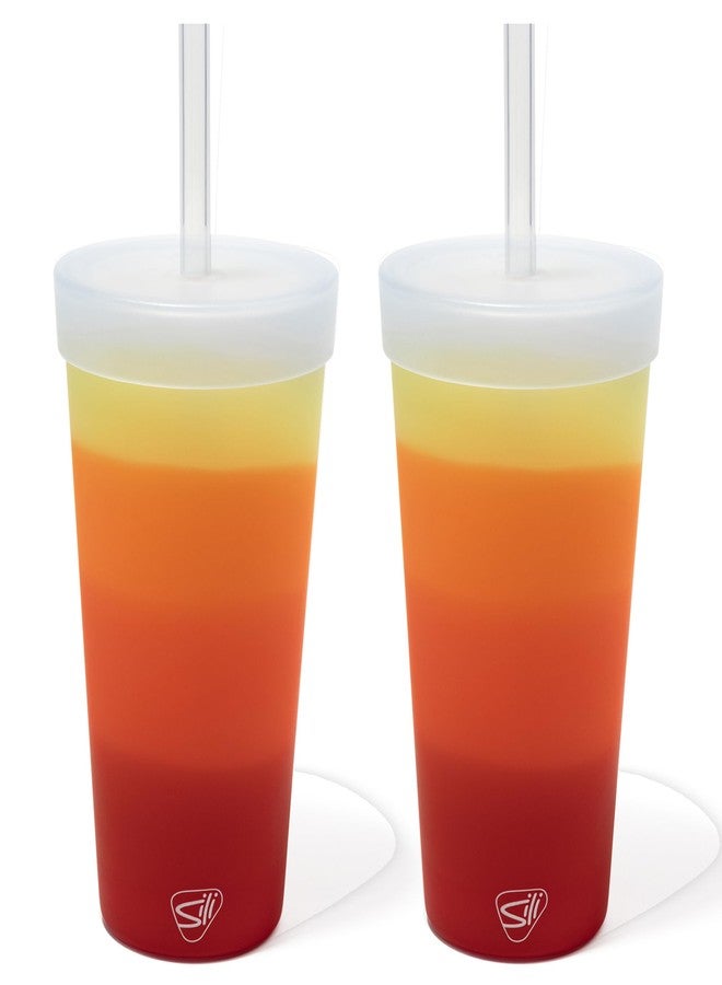 Silipint: Straw Tumber 22oz: 2 Pack - Marigold -Silcone Travel Cup, Airtight Lid, Unbreakable, Hot/Cold Drinks, Dishwasher-Microwave-Freezer-Oven Safe - Image 1